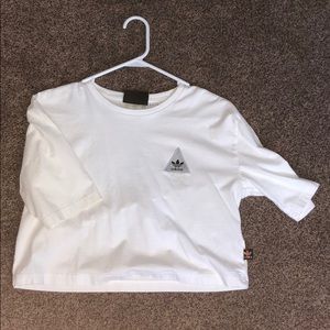 White shirt sleeve adidas top